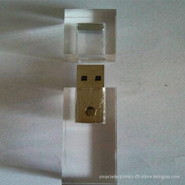 Crystal USB Flash Drives, 64MB-128GB Capacity, Light Inside Crystal, Your Logo Available